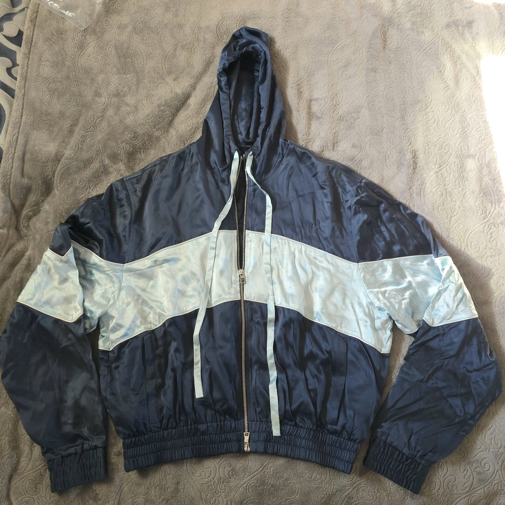 Navy and Light Blue Hooded Jacket